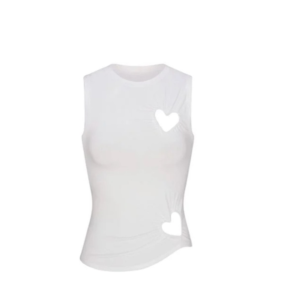 skims valentines COTTON JERSEY HEART TANK WHITE - Picture 1 of 1